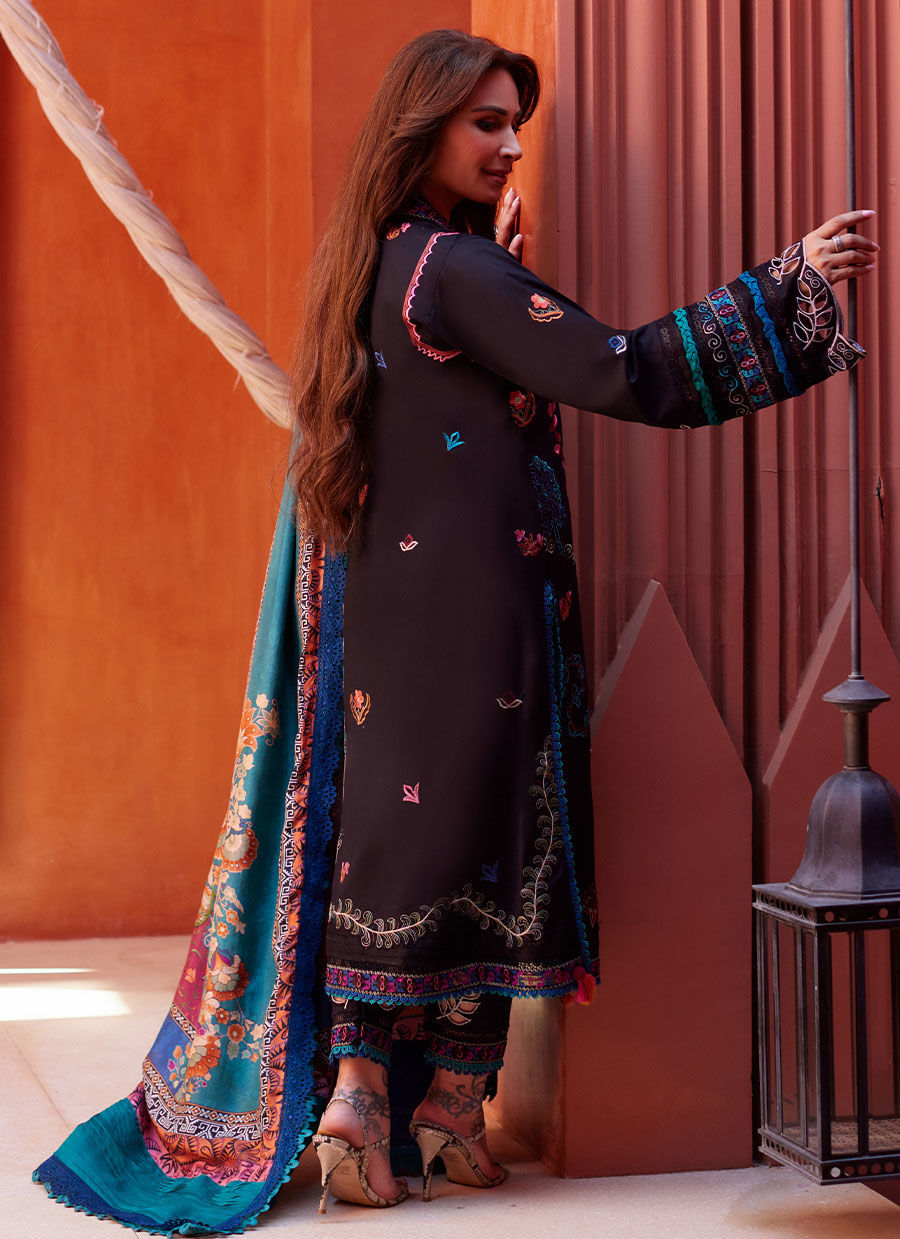 Suay by Farah Talib Aziz Stitched 3 Piece Embroidered Lawn Suit FTA24LU FTA 01 ILARIA BLACK - Luxury Collection