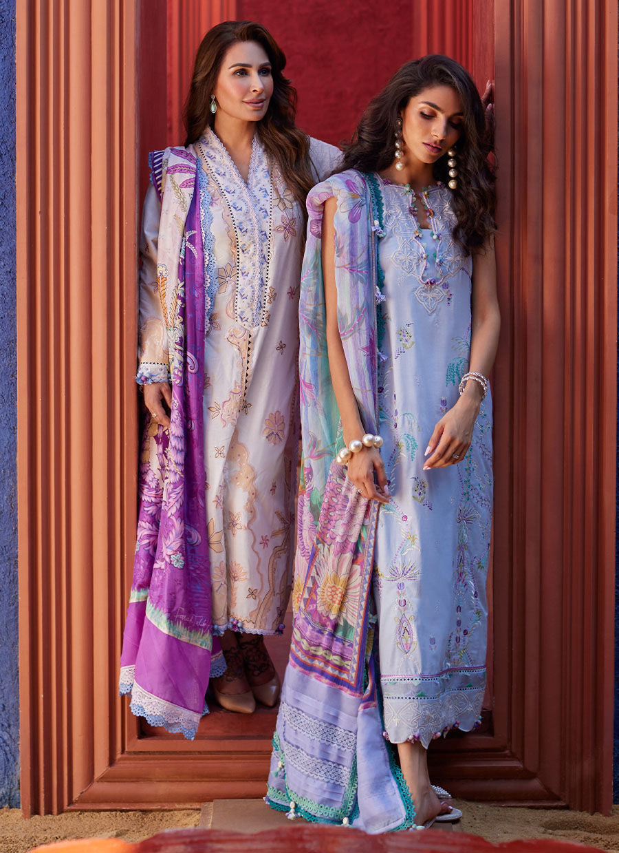 Suay by Farah Talib Aziz Stitched 3 Piece Embroidered Lawn Suit FTA24LU FTA 05 MIWA IVORY - Luxury Collection