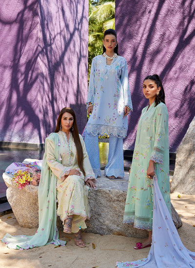 Suay by Farah Talib Aziz Stitched 3 Piece Embroidered Lawn Suit FTA24LU FTA 11 MISORA MINT - Luxury Collection