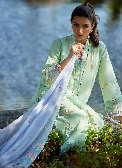 Suay by Farah Talib Aziz Stitched 3 Piece Embroidered Lawn Suit FTA24LU FTA 11 MISORA MINT - Luxury Collection