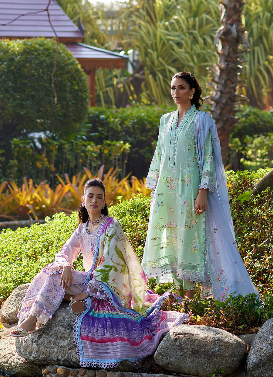 Suay by Farah Talib Aziz Stitched 3 Piece Embroidered Lawn Suit FTA24LU FTA 11 MISORA MINT - Luxury Collection