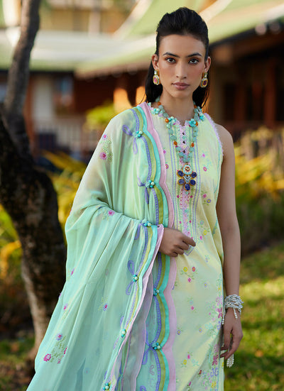 Suay by Farah Talib Aziz Stitched 3 Piece Embroidered Lawn Suit FTA24LU FTA 12 Vaia Yellow - Luxury Collection