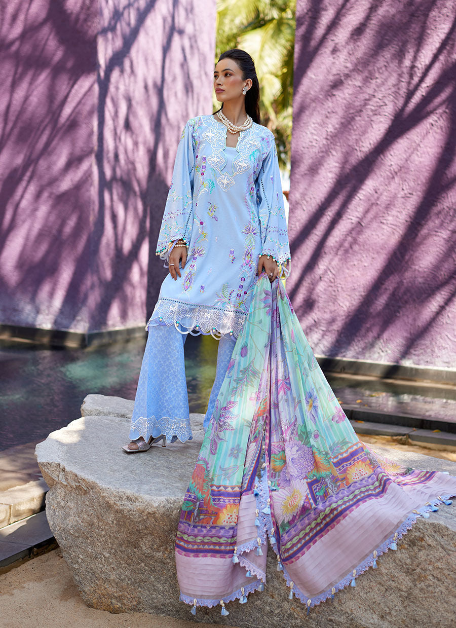 Suay by Farah Talib Aziz Stitched 3 Piece Embroidered Lawn Suit FTA24LU FTA 06 CALLISTA WEDGEWOOD - Luxury Collection