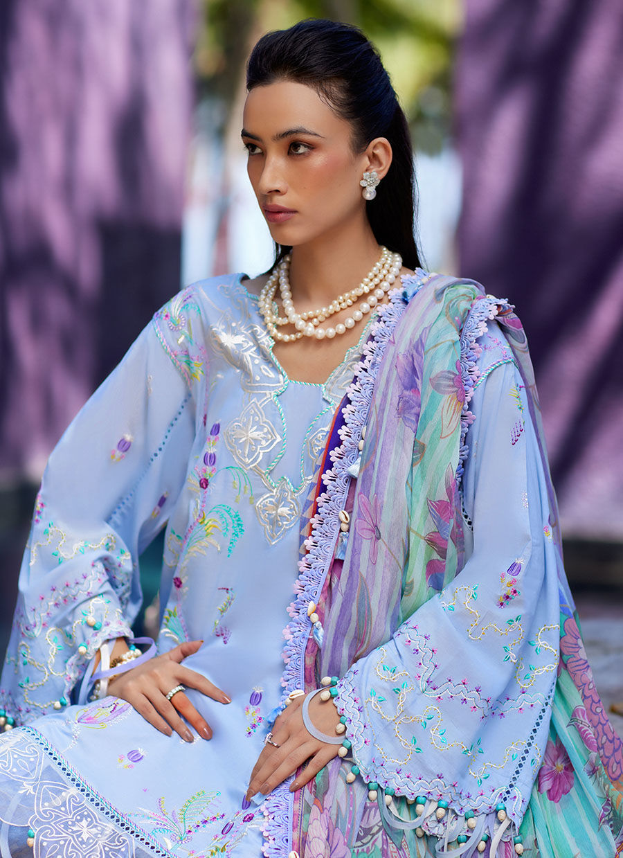 Suay by Farah Talib Aziz Stitched 3 Piece Embroidered Lawn Suit FTA24LU FTA 06 CALLISTA WEDGEWOOD - Luxury Collection