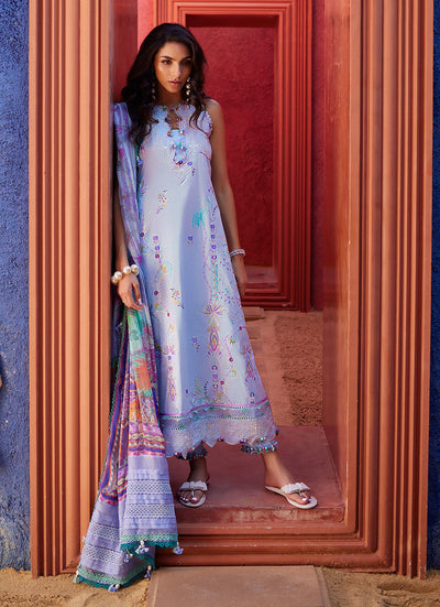 Suay by Farah Talib Aziz Stitched 3 Piece Embroidered Lawn Suit FTA24LU FTA 06 CALLISTA WEDGEWOOD - Luxury Collection