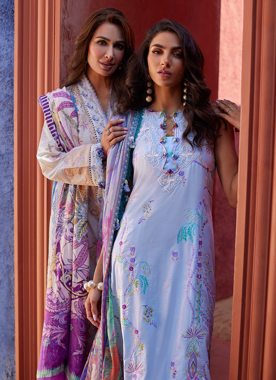 Suay by Farah Talib Aziz Stitched 3 Piece Embroidered Lawn Suit FTA24LU FTA 06 CALLISTA WEDGEWOOD - Luxury Collection