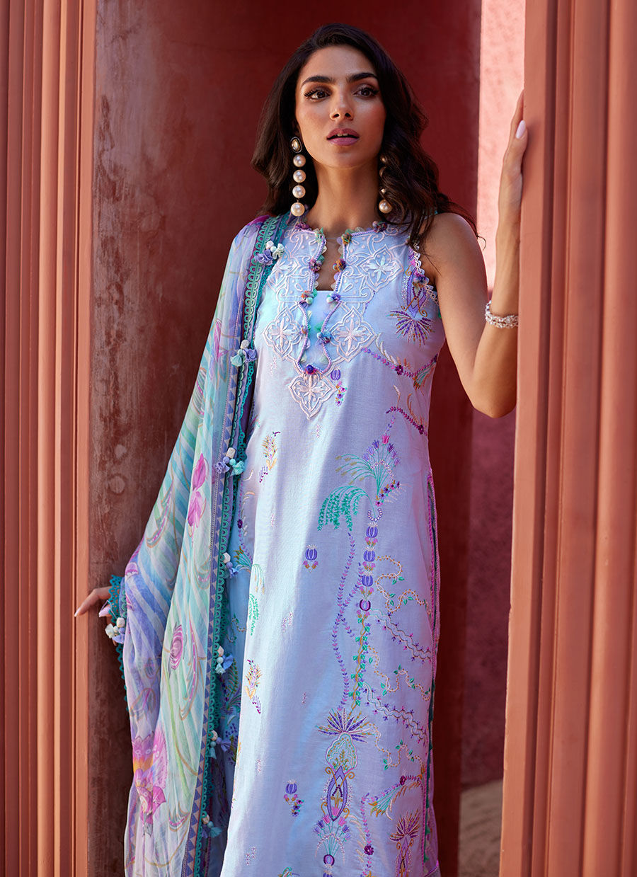 Suay by Farah Talib Aziz Stitched 3 Piece Embroidered Lawn Suit FTA24LU FTA 06 CALLISTA WEDGEWOOD - Luxury Collection