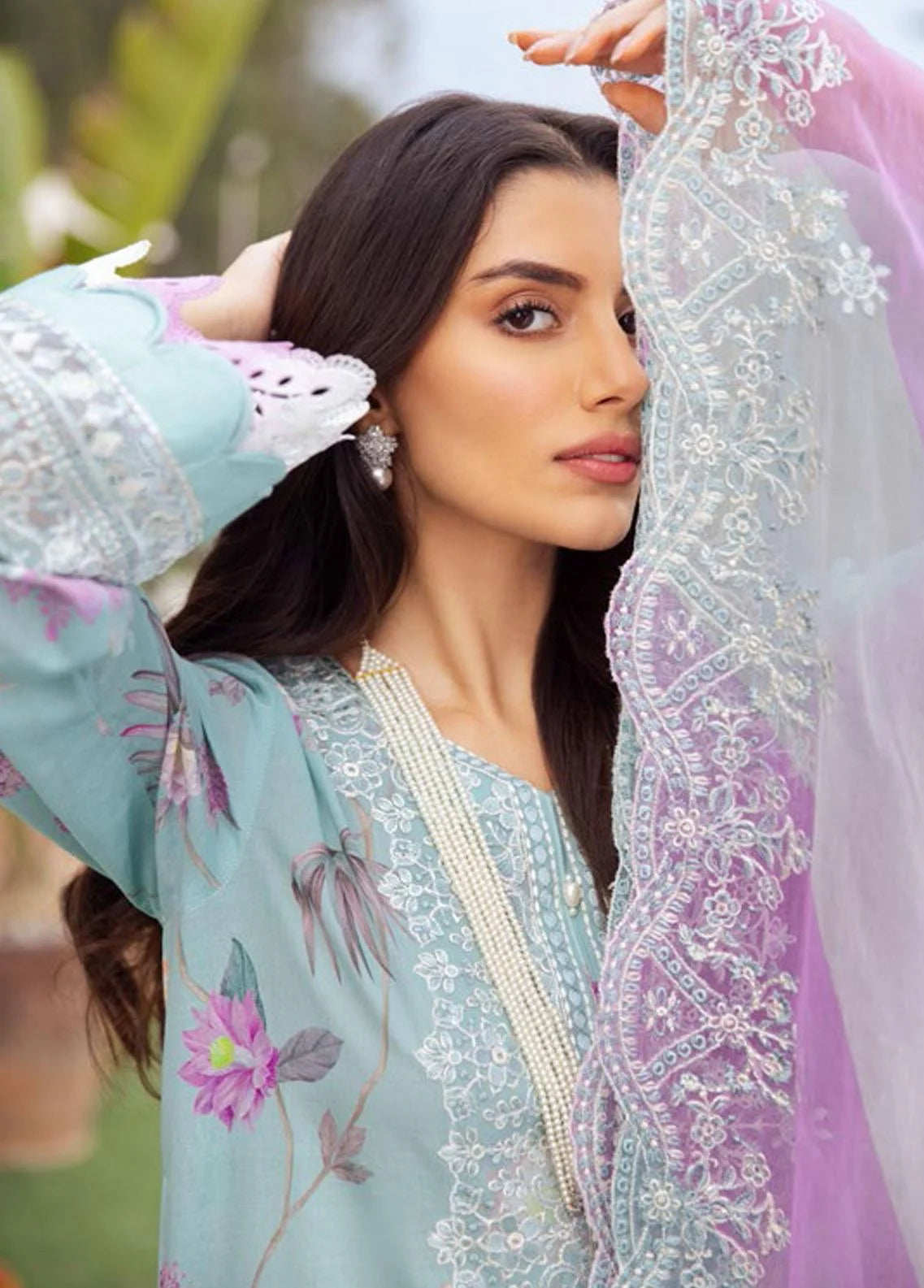 Gardenia by Nureh Stitched 3 Pc Embroidered Lawn Suit NSG-101 - Luxury Summer Collection D & M COLLECTION AND NIZAMI JEWELRY