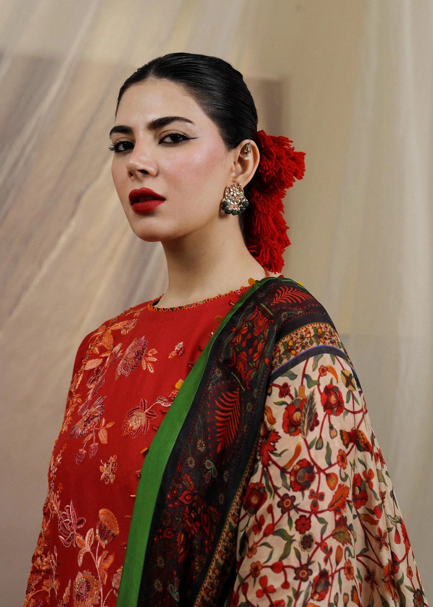 Hussain Rehar Unstitched 3 Piece Embroidered Lawn Suit - Berry - Spring / Summer Collection D & M COLLECTION AND NIZAMI JEWELRY