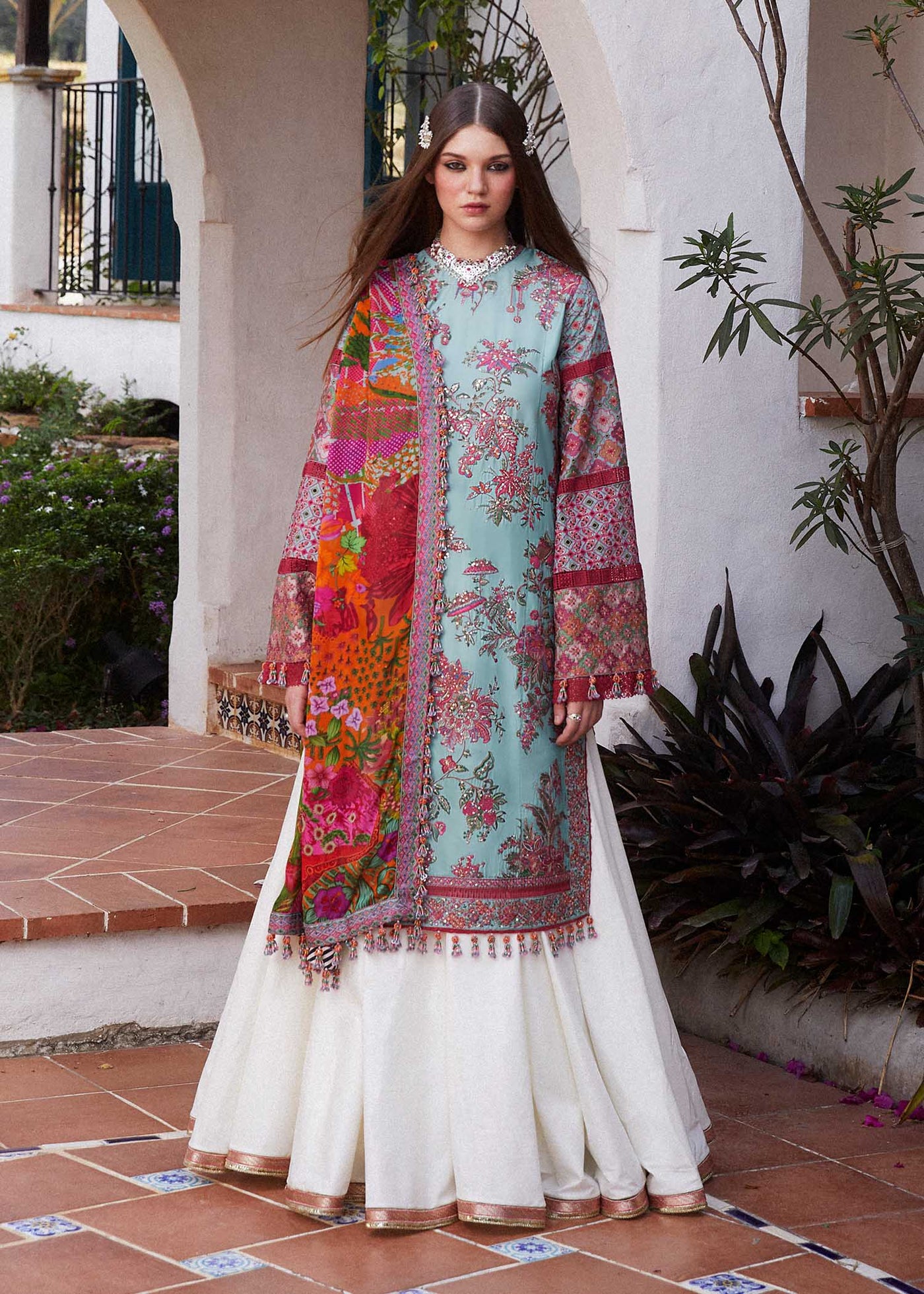 Hussain Rehar Stitched 3 Piece Embroidered Lawn Suit HRR24EL FLORET - Luxury Collection