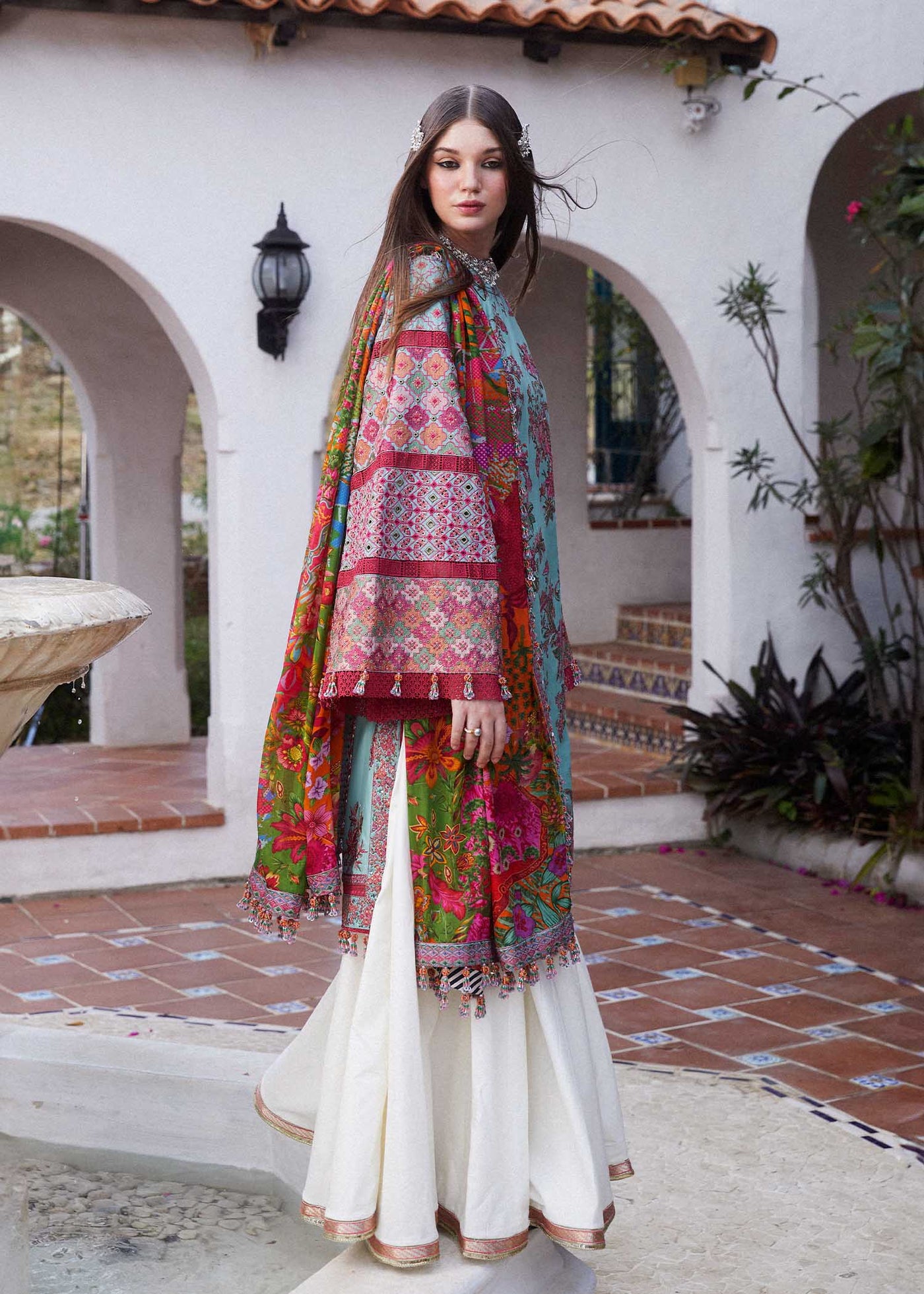 Hussain Rehar Stitched 3 Piece Embroidered Lawn Suit HRR24EL FLORET - Luxury Collection