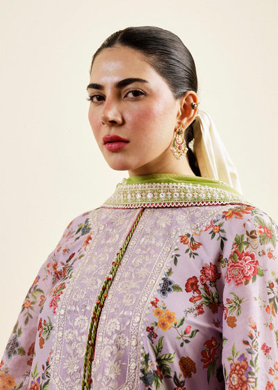 Hussain Rehar Unstitched 3 Piece Embroidered Lawn Suit - Lilac - Spring / Summer Collection D & M COLLECTION AND NIZAMI JEWELRY