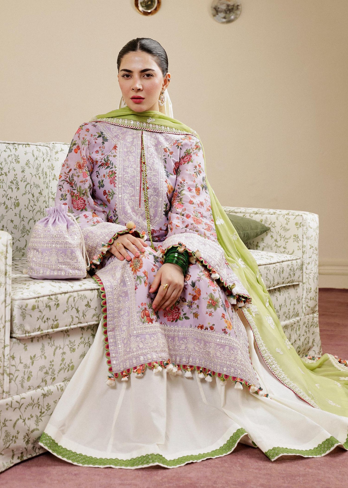 Hussain Rehar Unstitched 3 Piece Embroidered Lawn Suit - Lilac - Spring / Summer Collection D & M COLLECTION AND NIZAMI JEWELRY