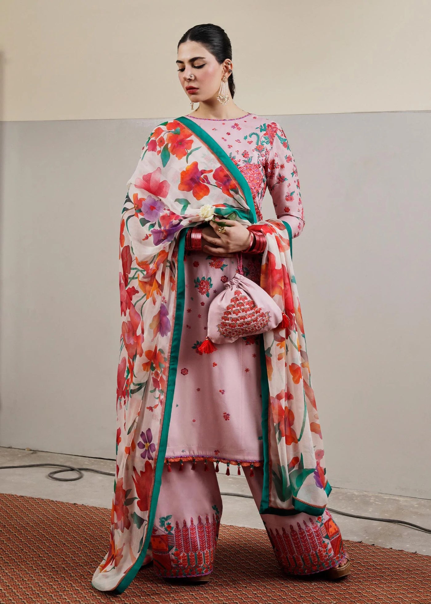 Hussain Rehar Unstitched 3 Piece Embroidered Lawn Suit - Paeonia - Spring / Summer Collection D & M COLLECTION AND NIZAMI JEWELRY