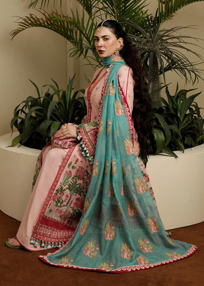 Hussain Rehar Unstitched 3 Piece Embroidered Lawn Suit - Pembe - Spring / Summer Collection D & M COLLECTION AND NIZAMI JEWELRY