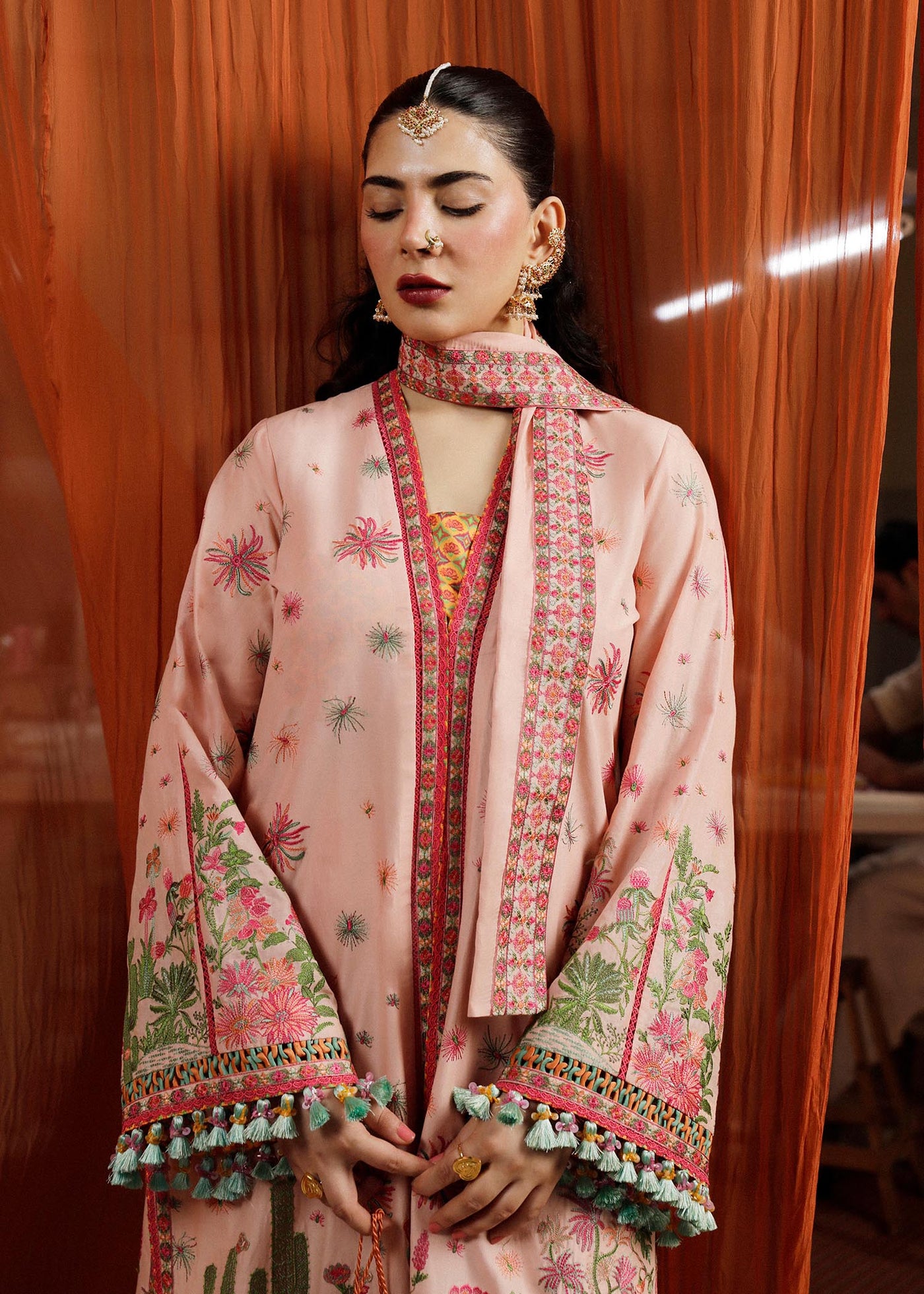 Hussain Rehar Unstitched 3 Piece Embroidered Lawn Suit - Pembe - Spring / Summer Collection D & M COLLECTION AND NIZAMI JEWELRY