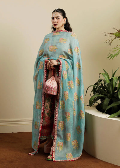 Hussain Rehar Unstitched 3 Piece Embroidered Lawn Suit - Pembe - Spring / Summer Collection D & M COLLECTION AND NIZAMI JEWELRY