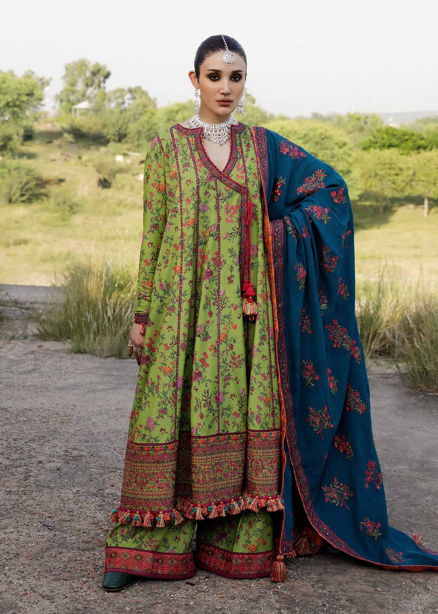 Hussain Rehar Unstitched 3 Piece Embroidered Karandi Suit HR23EKW - Corral - Winter Collection