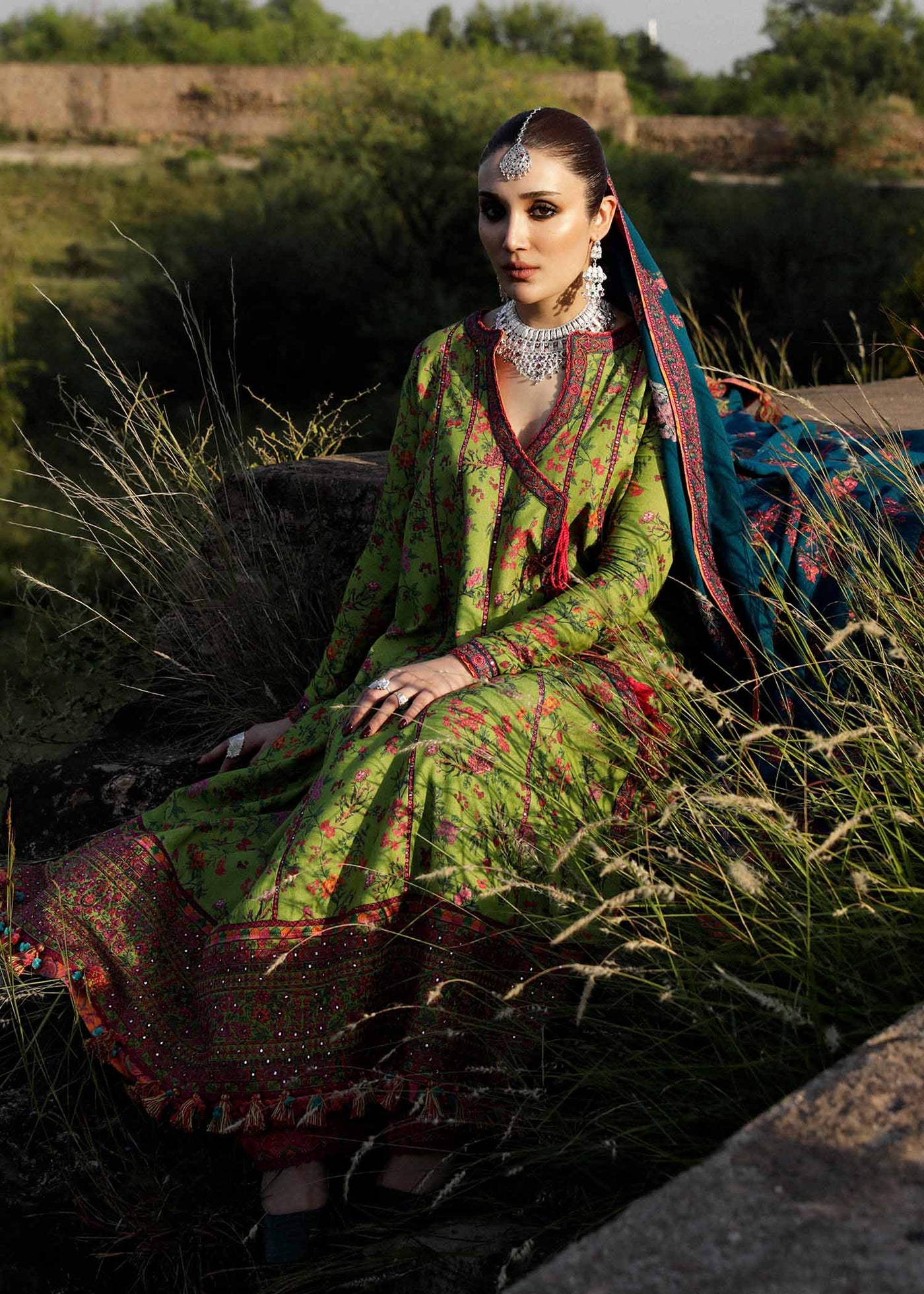 Hussain Rehar Unstitched 3 Piece Embroidered Karandi Suit HR23EKW - Corral - Winter Collection