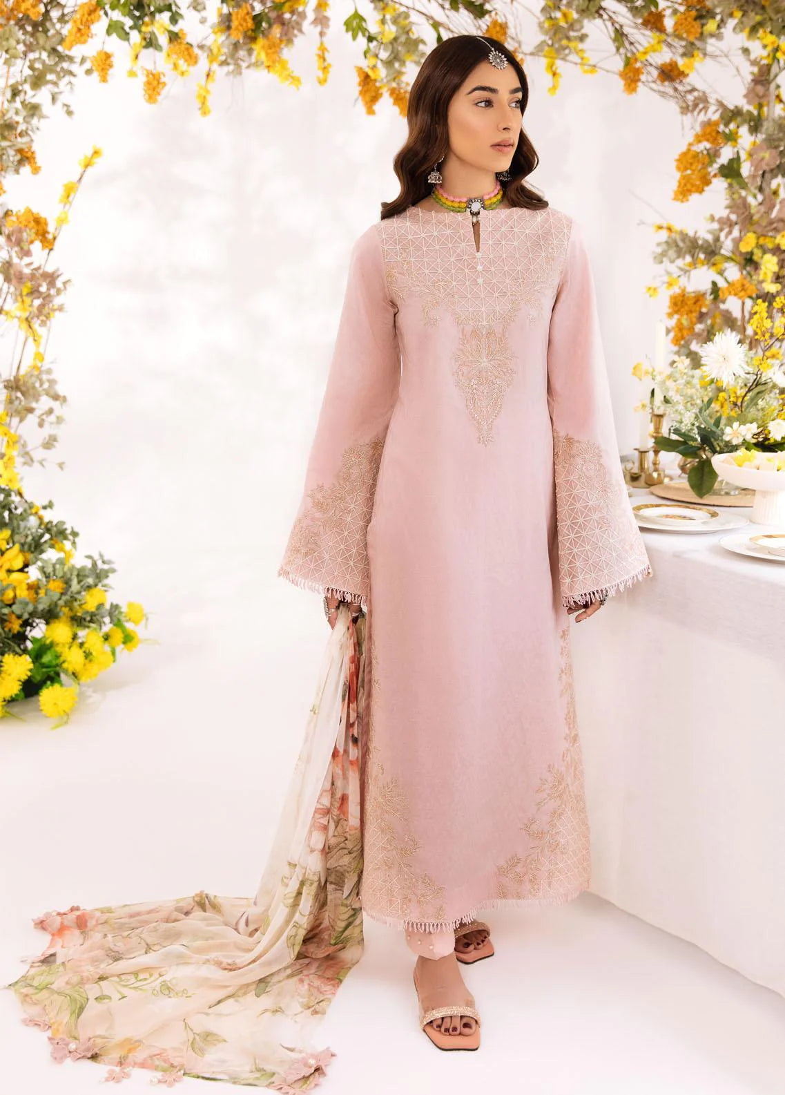 Iznik Eid Festive Stitched 3 Pc Lawn Suit IE-02 - Nazahah - Luxury Summer Collection D & M COLLECTION AND NIZAMI JEWELRY