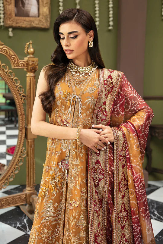 Jhoomro By Nureh Unstitched 4 Piece Embroidered Chiffon Suit JHNU23 NL-52 Zawiya - Luxury Formal Collection