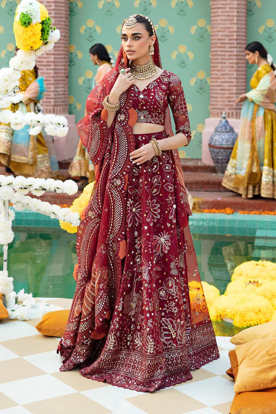 Jhoomro By Nureh Unstitched 4 Piece Embroidered Organza Suit JHNU23 NL-53 Mahro - Luxury Formal Collection