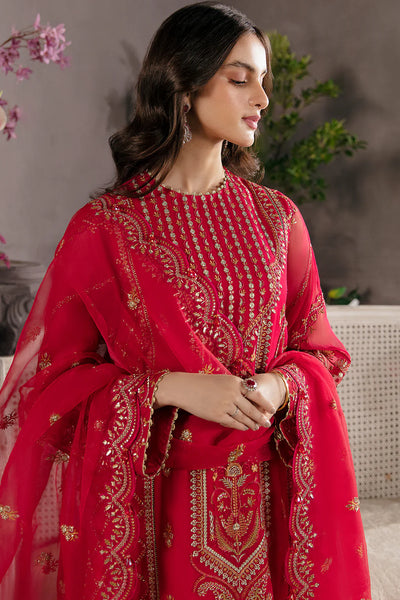 La Fuchsia By Afrozeh Unstitched 3 Piece Embroidered Chiffon Suit LFSAF23 ALF-23-V1-04 Carmine - Luxury Formal Collection