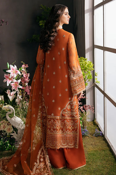 La Fuchsia By Afrozeh Unstitched 3 Piece Embroidered Chiffon Suit LFSAF23 ALF-23-V1-07 Russet - Luxury Formal Collection