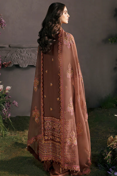 La Fuchsia By Afrozeh Unstitched 3 Piece Embroidered Chiffon Suit LFSAF23 ALF-23-V1-10 Mahogany - Luxury Formal Collection