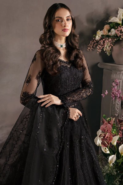 La Fuchsia By Afrozeh Unstitched 3 Piece Embroidered Net Suit LFSAF23 ALF-23-V1-05 Ebony - Luxury Formal Collection