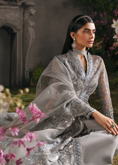 La Fuchsia By Afrozeh Unstitched 3 Piece Embroidered Organza Suit LFSAF23 ALF-23-V1-03 Moonlit - Luxury Formal Collection