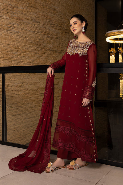 Luxe By Azure Stitched 3 Pc Embroidered Suit LA-101 Mookaite - Wedding Collection D & M COLLECTION AND NIZAMI JEWELRY