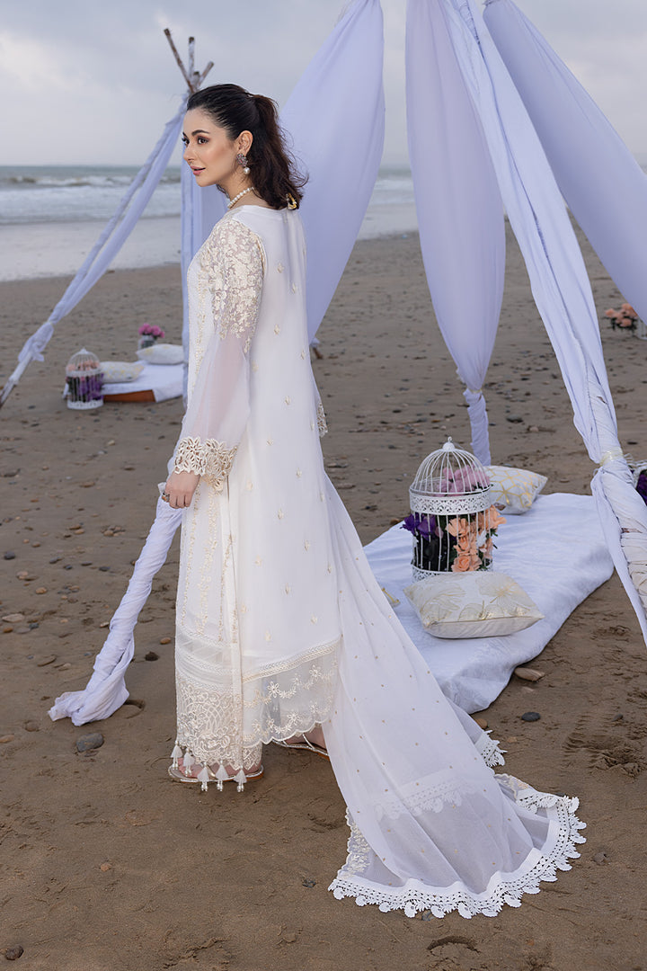 Luxe By Azure Stitched 3 Pc Embroidered Suit LA-103 Beach Shell - Wedding Collection D & M COLLECTION AND NIZAMI JEWELRY