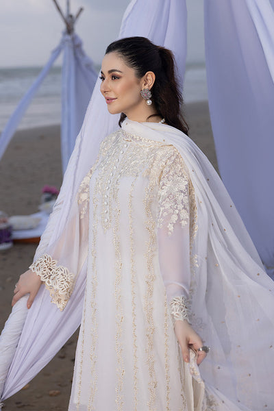 Luxe By Azure Stitched 3 Pc Embroidered Suit LA-103 Beach Shell - Wedding Collection D & M COLLECTION AND NIZAMI JEWELRY