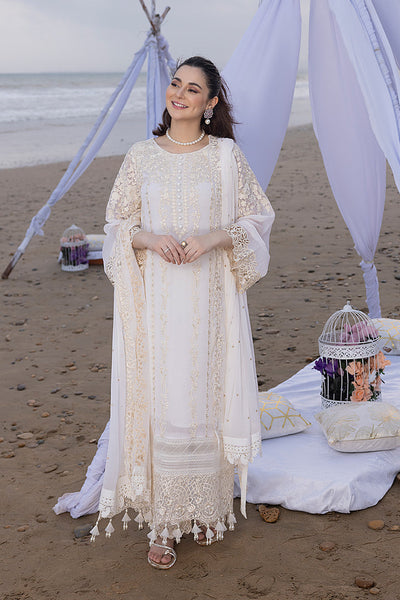 Luxe By Azure Stitched 3 Pc Embroidered Suit LA-103 Beach Shell - Wedding Collection D & M COLLECTION AND NIZAMI JEWELRY