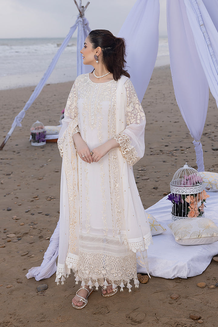 Luxe By Azure Stitched 3 Pc Embroidered Suit LA-103 Beach Shell - Wedding Collection D & M COLLECTION AND NIZAMI JEWELRY