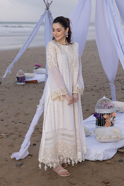 Luxe By Azure Stitched 3 Pc Embroidered Suit LA-103 Beach Shell - Wedding Collection D & M COLLECTION AND NIZAMI JEWELRY