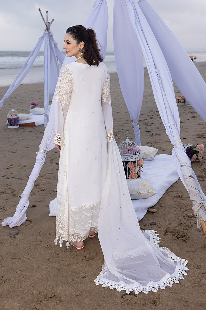 Luxe By Azure Stitched 3 Pc Embroidered Suit LA-103 Beach Shell - Wedding Collection D & M COLLECTION AND NIZAMI JEWELRY