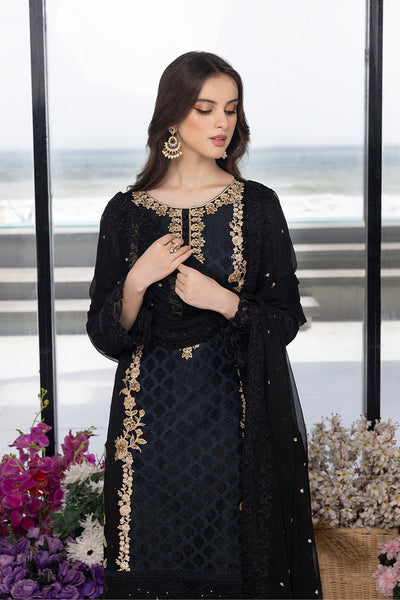 Luxe By Azure Stitched 3 Pc Embroidered Suit LA-104 Flint Fantasy - Wedding Collection D & M COLLECTION AND NIZAMI JEWELRY