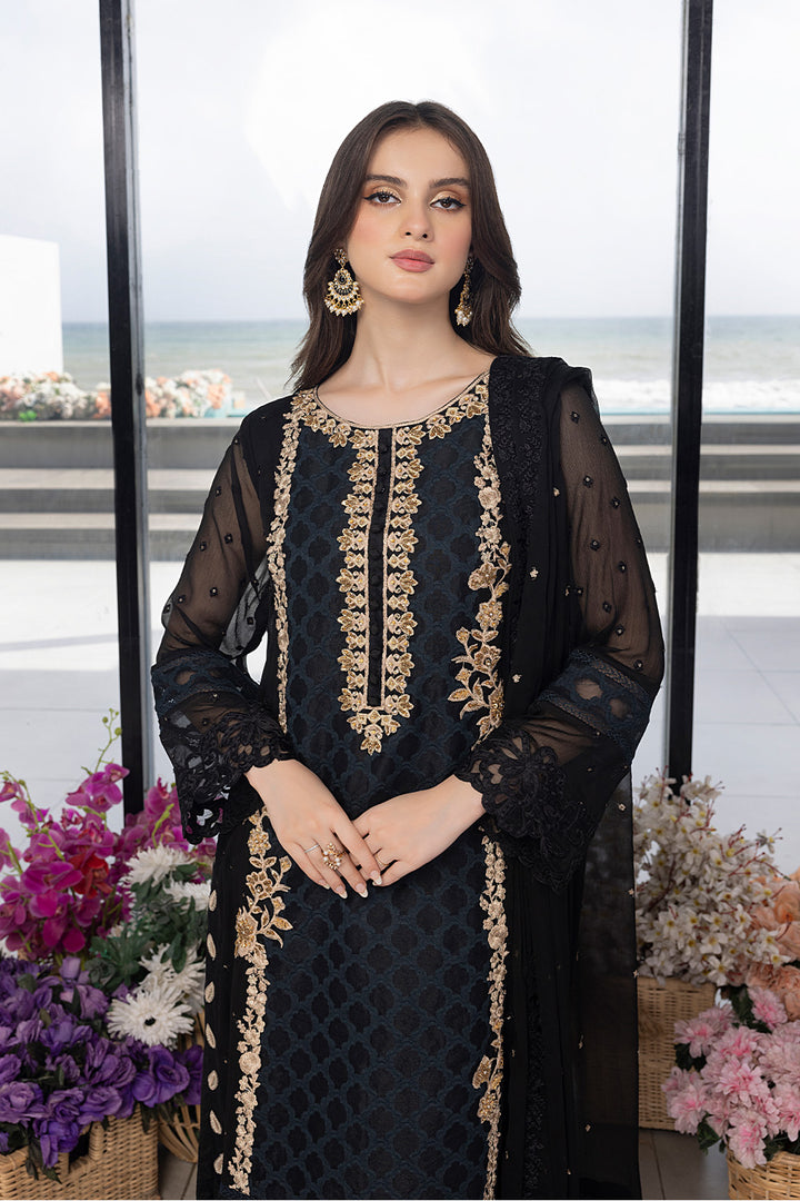 Luxe By Azure Stitched 3 Pc Embroidered Suit LA-104 Flint Fantasy - Wedding Collection D & M COLLECTION AND NIZAMI JEWELRY