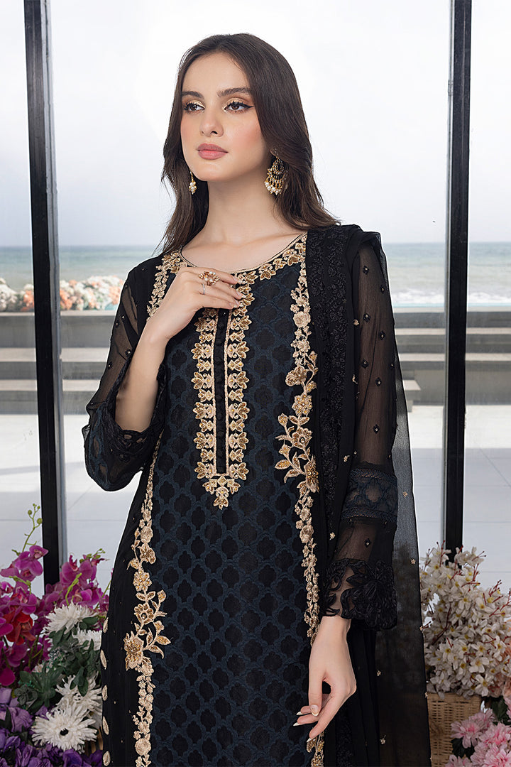 Luxe By Azure Stitched 3 Pc Embroidered Suit LA-104 Flint Fantasy - Wedding Collection D & M COLLECTION AND NIZAMI JEWELRY