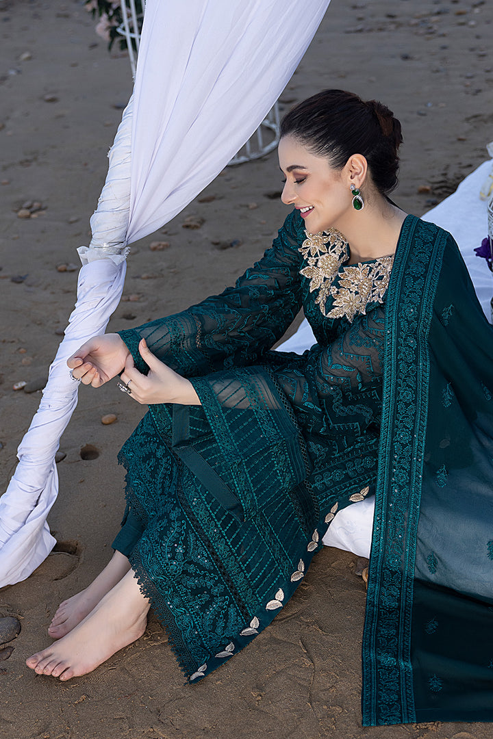 Luxe By Azure Stitched 3 Pc Embroidered Suit LA-105 Jasper Shine - Wedding Collection D & M COLLECTION AND NIZAMI JEWELRY