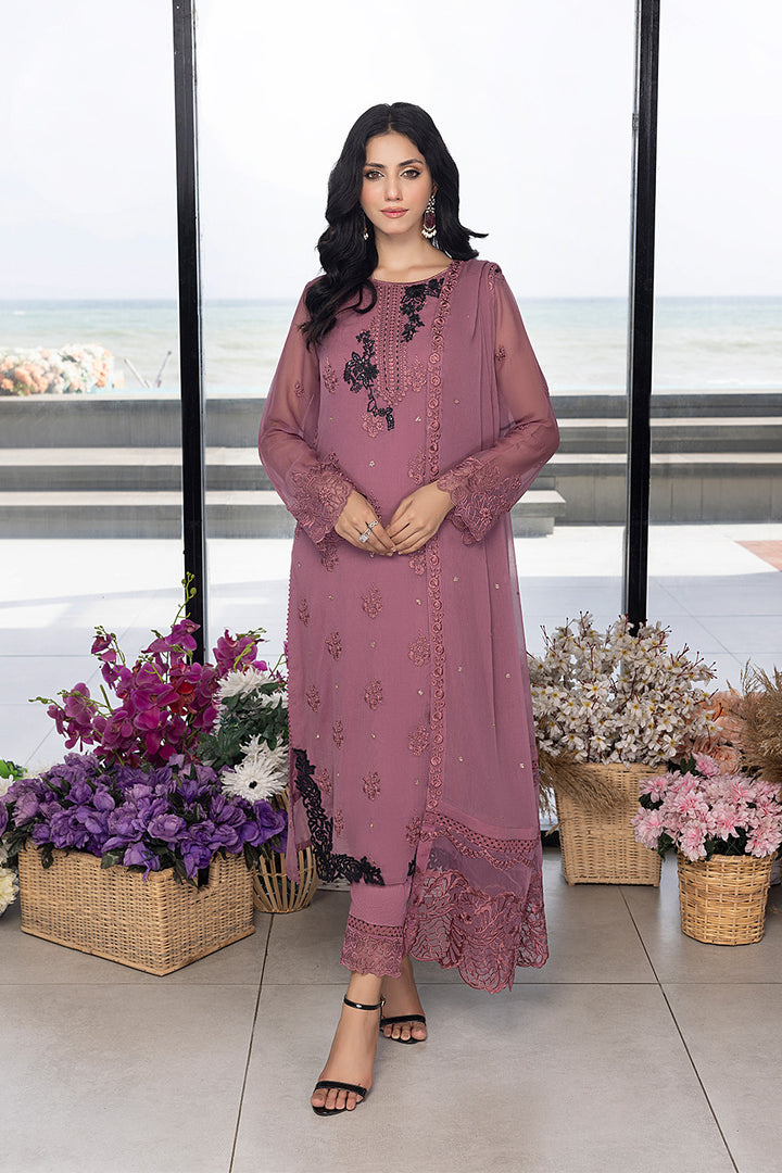 Luxe By Azure Stitched 3 Pc Embroidered Suit LA-108 Rosy Glaze - Wedding Collection D & M COLLECTION AND NIZAMI JEWELRY