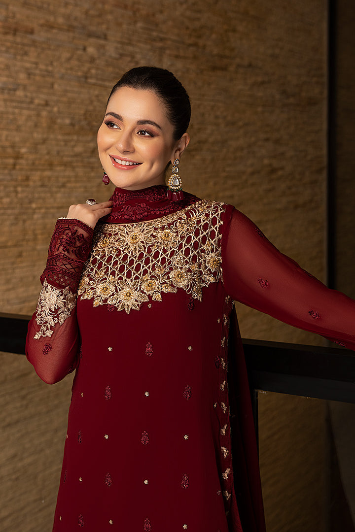 Luxe By Azure Unstitched 3 Piece Embroidered Suit LA-101 Mookaite - Wedding Collection D & M COLLECTION AND NIZAMI JEWELRY