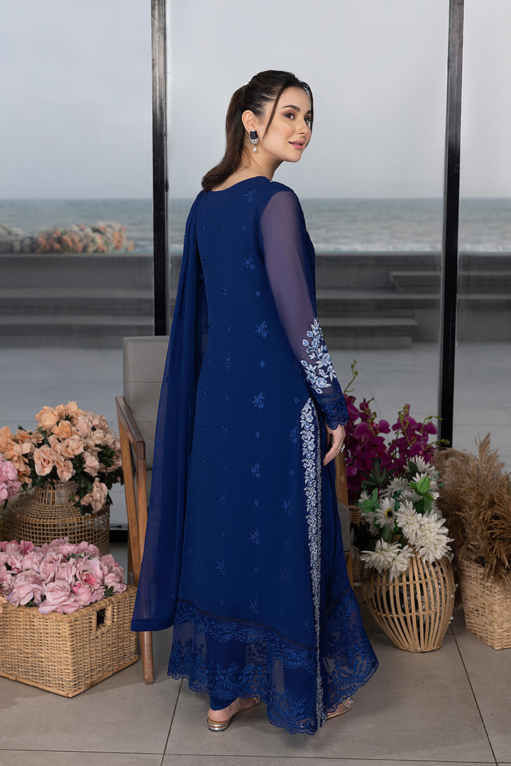 Luxe By Azure Unstitched 3 Piece Embroidered Suit LA-102 Sapphire Sun - Wedding Collection D & M COLLECTION AND NIZAMI JEWELRY