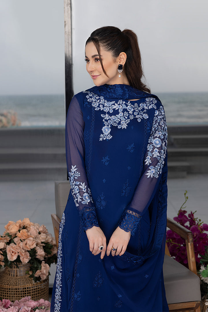 Luxe By Azure Unstitched 3 Piece Embroidered Suit LA-102 Sapphire Sun - Wedding Collection D & M COLLECTION AND NIZAMI JEWELRY