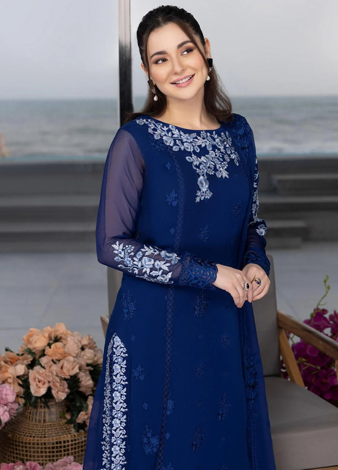 Luxe By Azure Unstitched 3 Piece Embroidered Suit LA-102 Sapphire Sun – D &  M COLLECTION AND NIZAMI JEWELRY