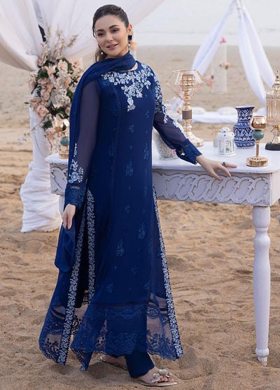 Luxe By Azure Unstitched 3 Piece Embroidered Suit LA-102 Sapphire Sun - Wedding Collection D & M COLLECTION AND NIZAMI JEWELRY