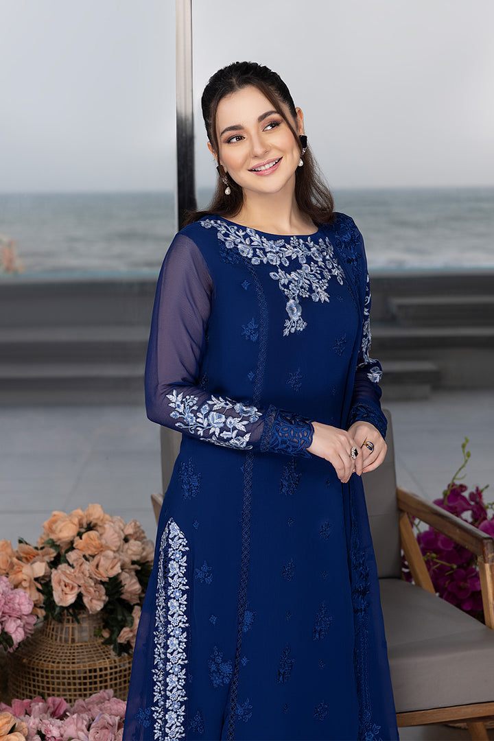 Luxe By Azure Unstitched 3 Piece Embroidered Suit LA-102 Sapphire Sun - Wedding Collection D & M COLLECTION AND NIZAMI JEWELRY