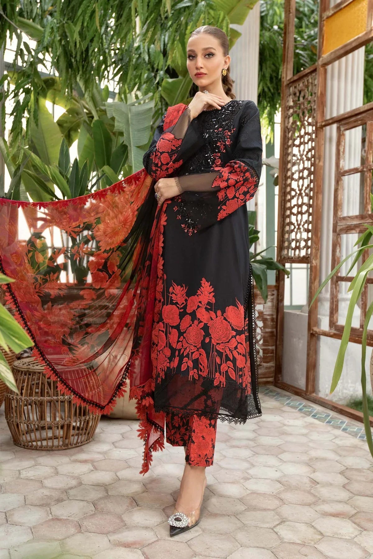 M.Prints By Maria B Stitched 3 Pc Embroidered Lawn Suit - MPT-09-B - Summer Eid Collection D & M COLLECTION AND NIZAMI JEWELRY